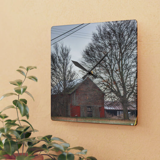 Rustic Farmhouse Wall Clock featuring Almont Van Dyke Red III