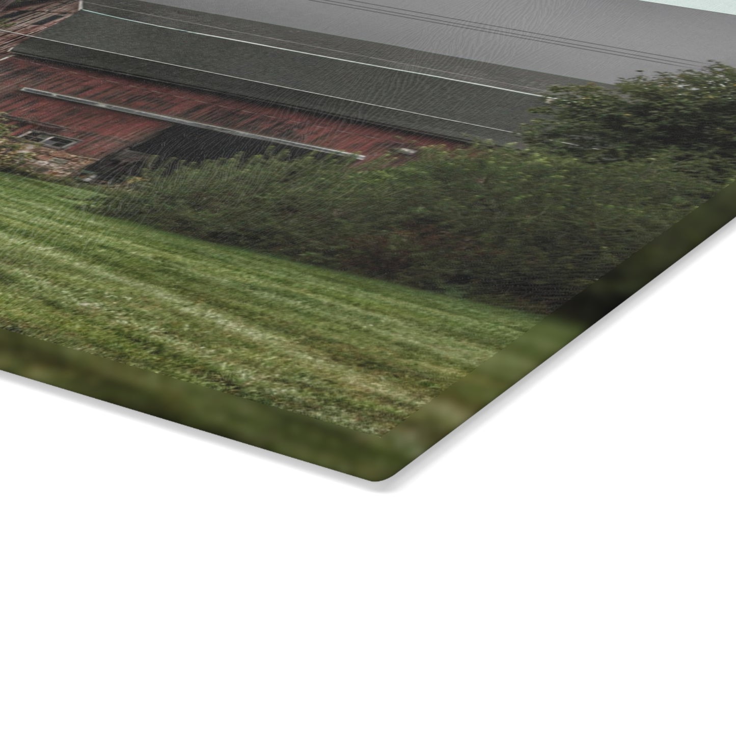 U R There Photography Bowers Road Grey Duo II Rustic Farmhouse Tempered-Glass Cutting Board