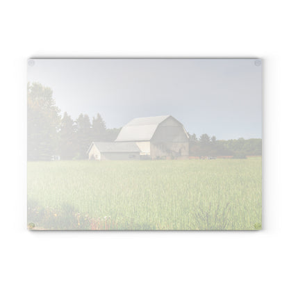 U R There Photography North Graf Road White Rustic Farmhouse Tempered-Glass Cutting Board