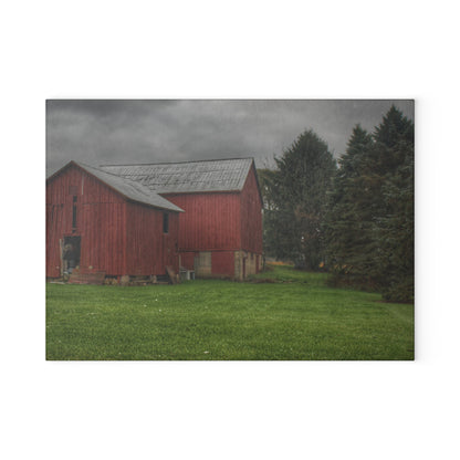 U R There Photography Bowers Road Red II Rustic Farmhouse Tempered-Glass Cutting Board