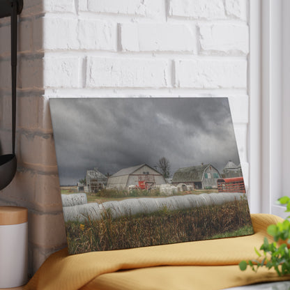 U R There Photography Waterman Road Grey I Rustic Farmhouse Tempered-Glass Cutting Board