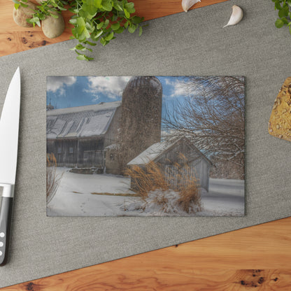 U R There Photography Ludwig Road Greys in Winter Rustic Farmhouse Tempered-Glass Cutting Board