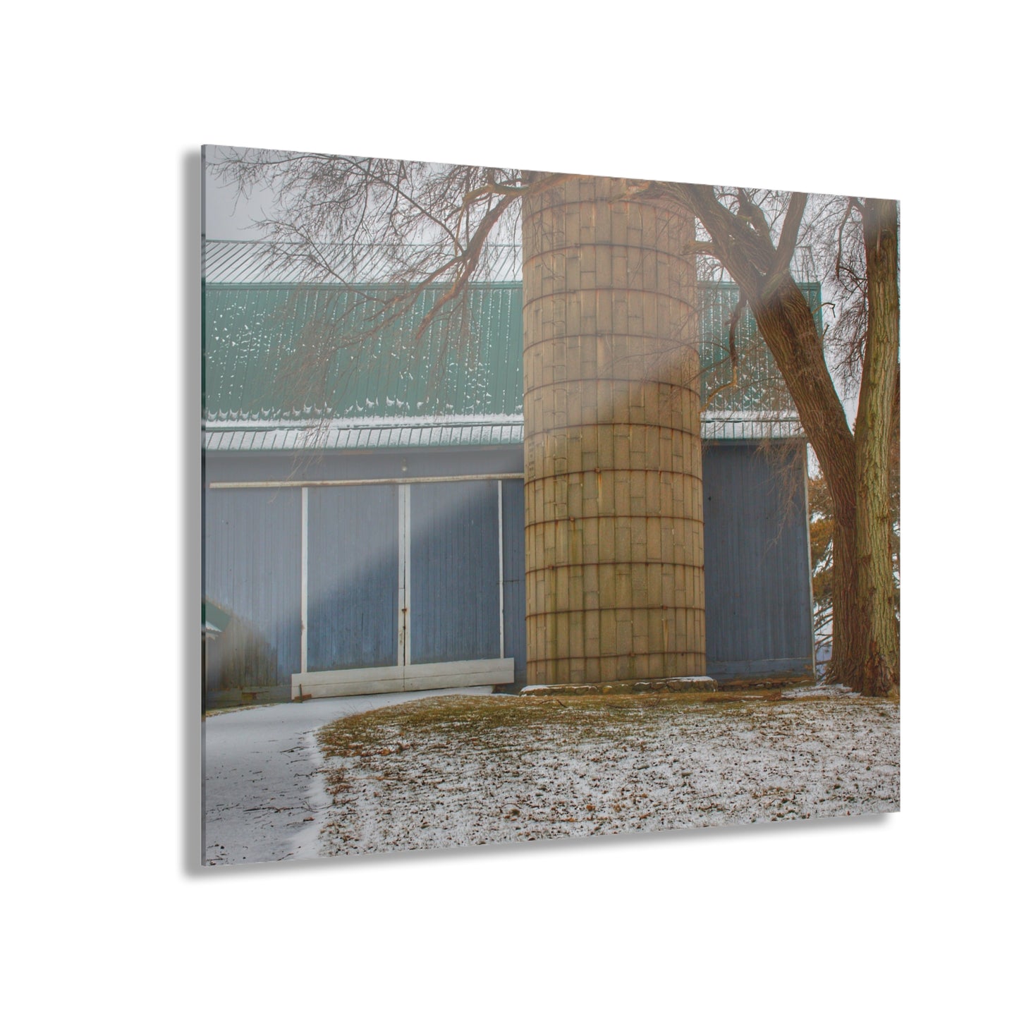 U R There Photography Hollow Corners Grey and Silo Rustic Farmhouse Acrylic Wall Print