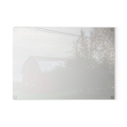 U R There Photography Perry Road Tilted Red Rustic Farmhouse Tempered-Glass Cutting Board
