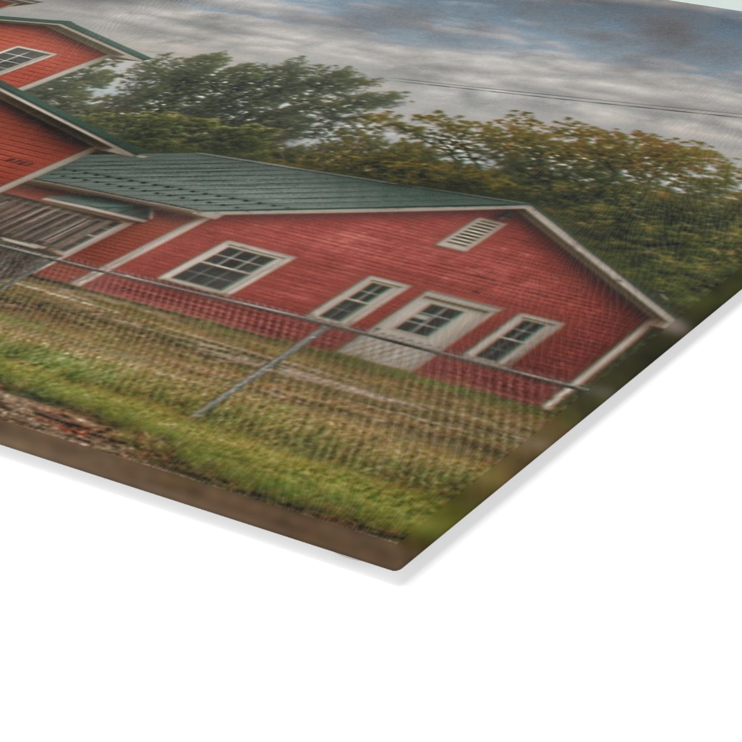U R There Photography Aside the Tracks in Clifford Rustic Farmhouse Tempered-Glass Cutting Board