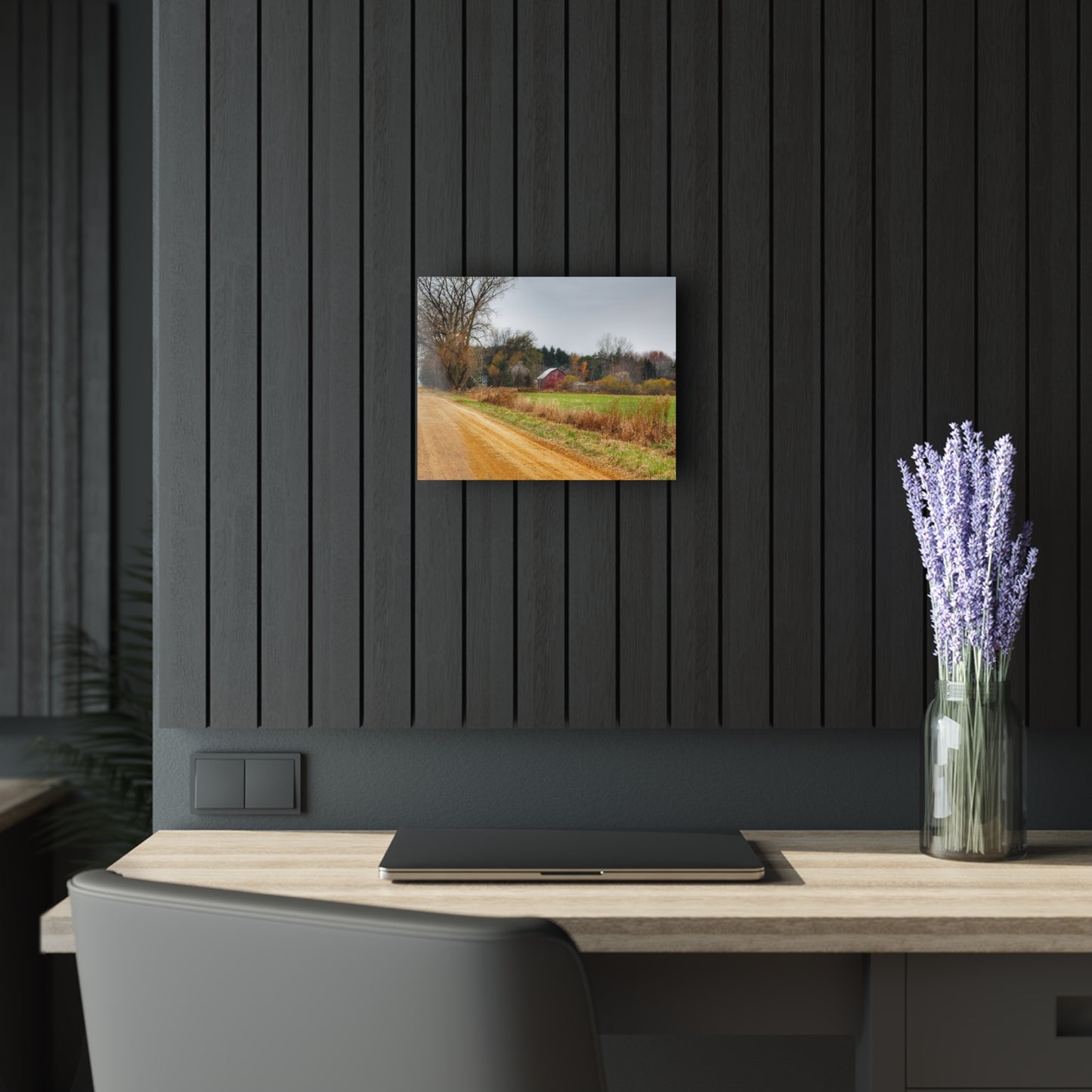 U R There Photography Stone Road Red Rustic Farmhouse Acrylic Wall Print