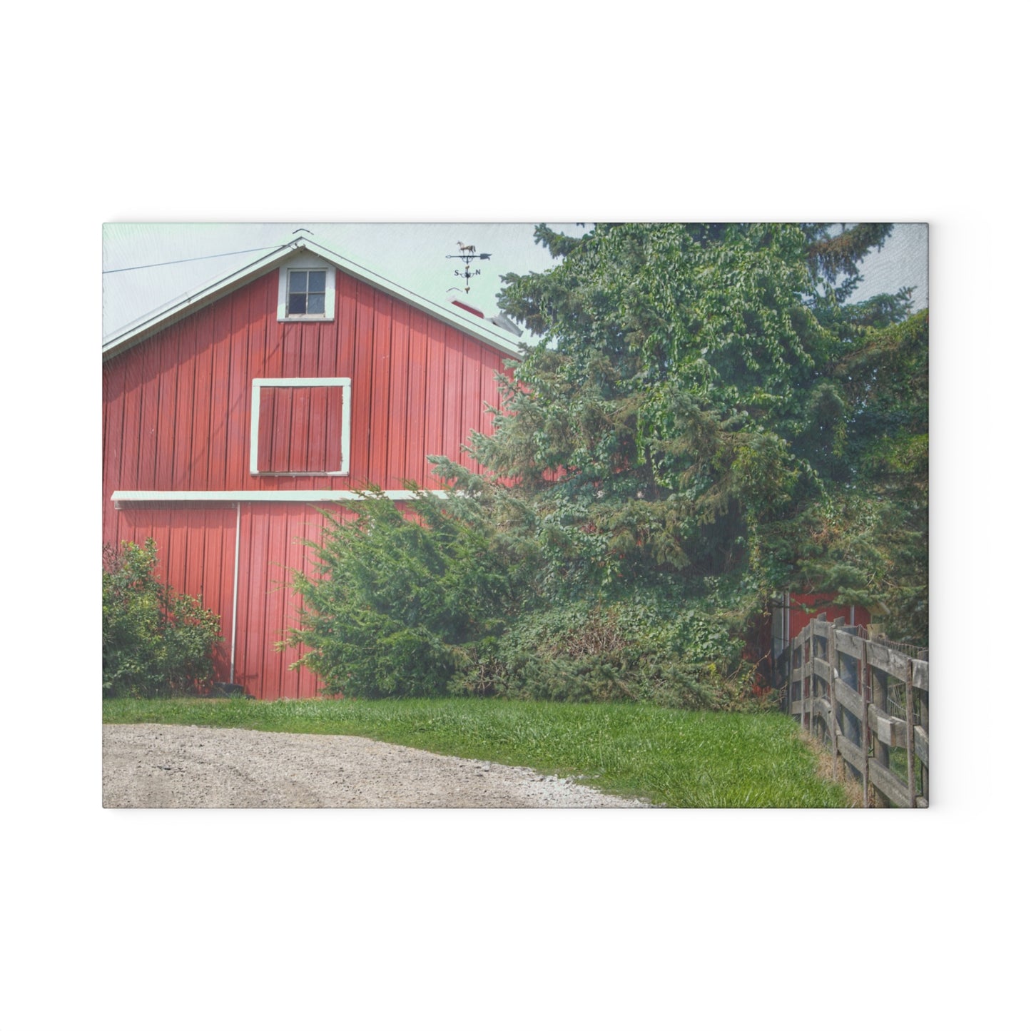 U R There Photography Modern Red I Rustic Farmhouse Tempered-Glass Cutting Board