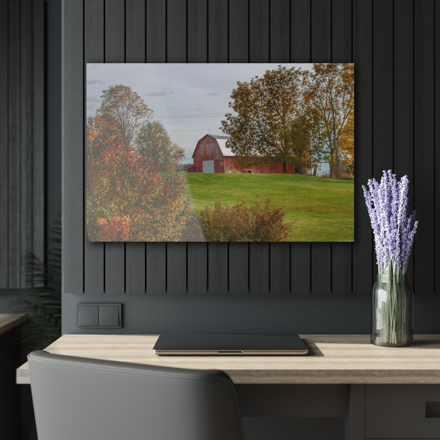 U R There Photography Lyons Road Red Rustic Farmhouse Acrylic Wall Print