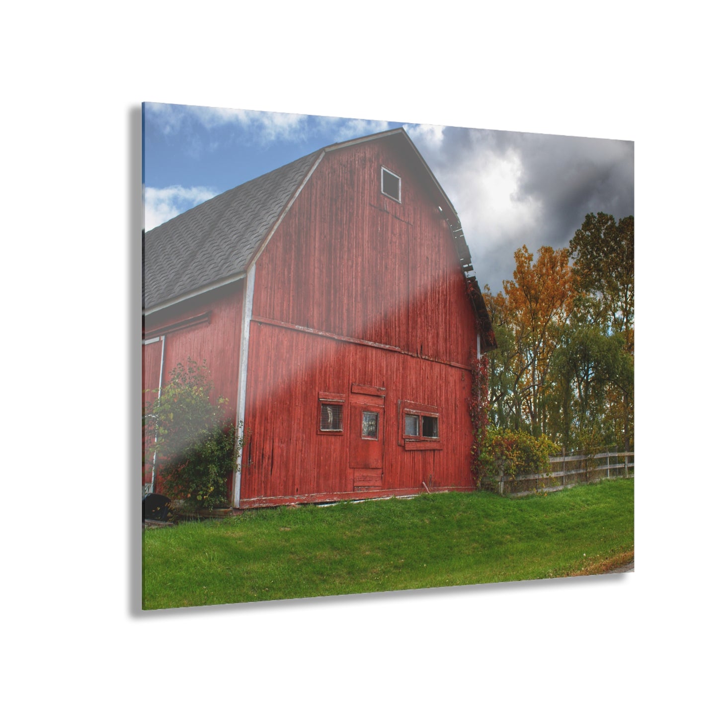 U R There Photography Hegal Road Old Red II Rustic Farmhouse Acrylic Wall Print