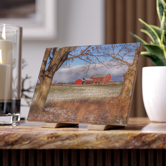 U R There Photography Approaching Storm on Edward Road Rustic Farmhouse Decorative Ceramic Tile