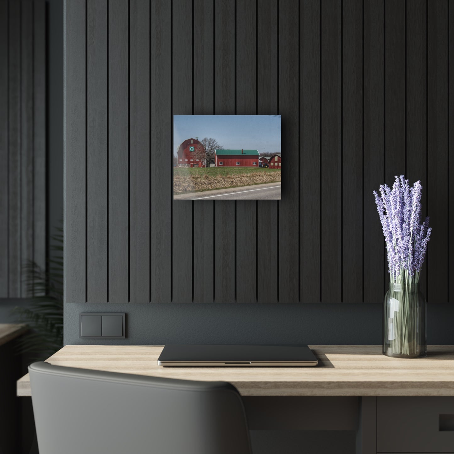 U R There Photography M-15 Quilted Red Rustic Farmhouse Acrylic Wall Print