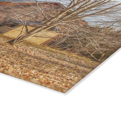 U R There Photography Millington Road Collapsing Red Rustic Farmhouse Tempered-Glass Cutting Board