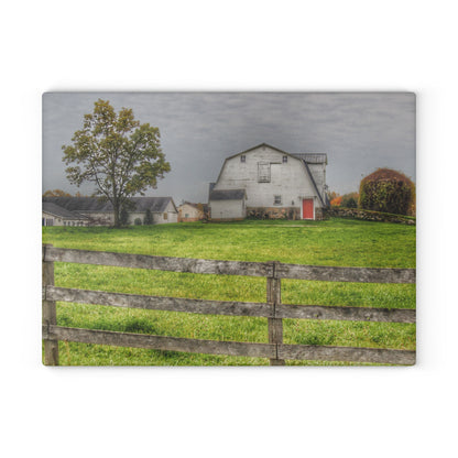 U R There Photography Hill Road Hillside White Rustic Farmhouse Tempered-Glass Cutting Board