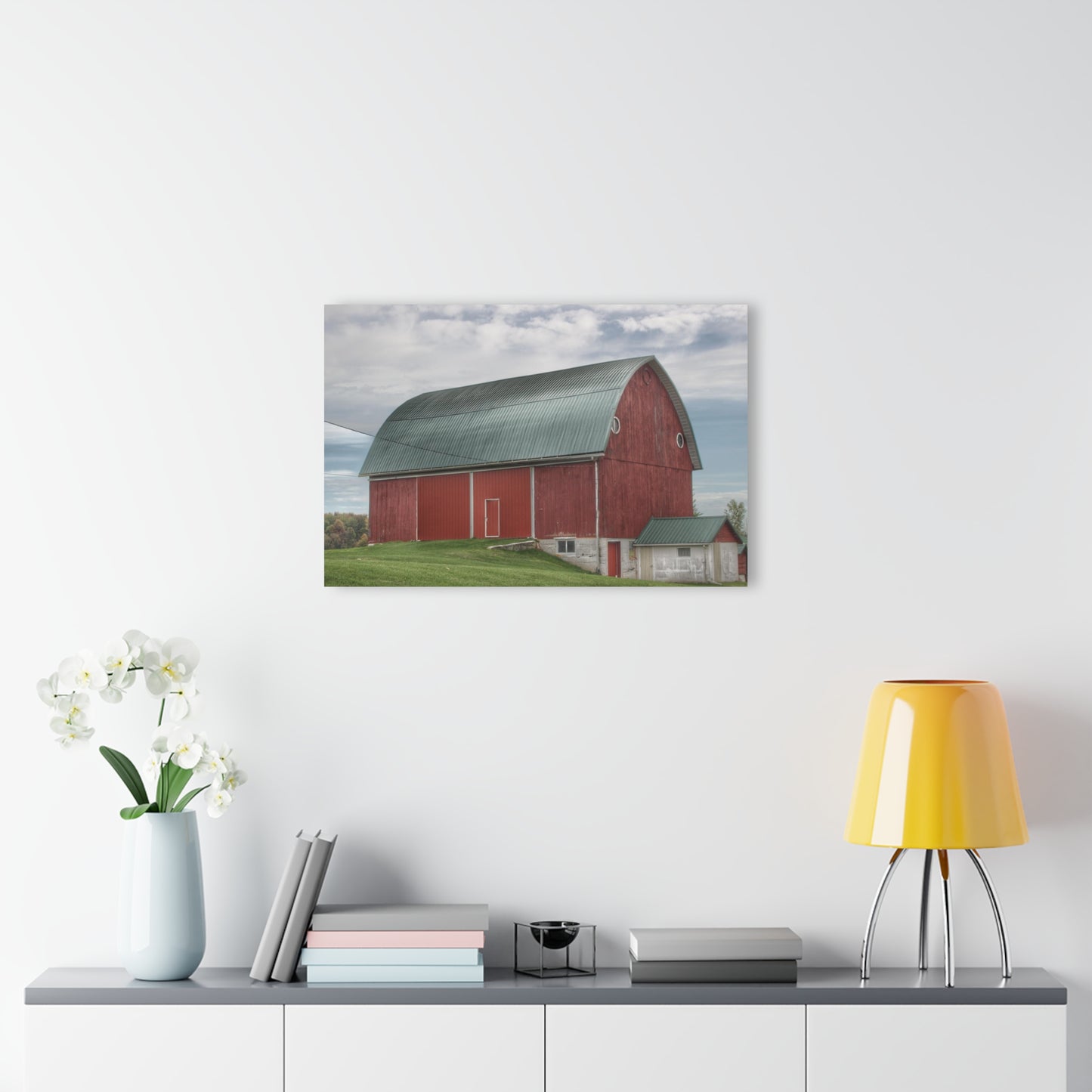 U R There Photography Elmwood Road Red I Rustic Farmhouse Acrylic Wall Print 30″ x 20″ (Horizontal) 0.25''