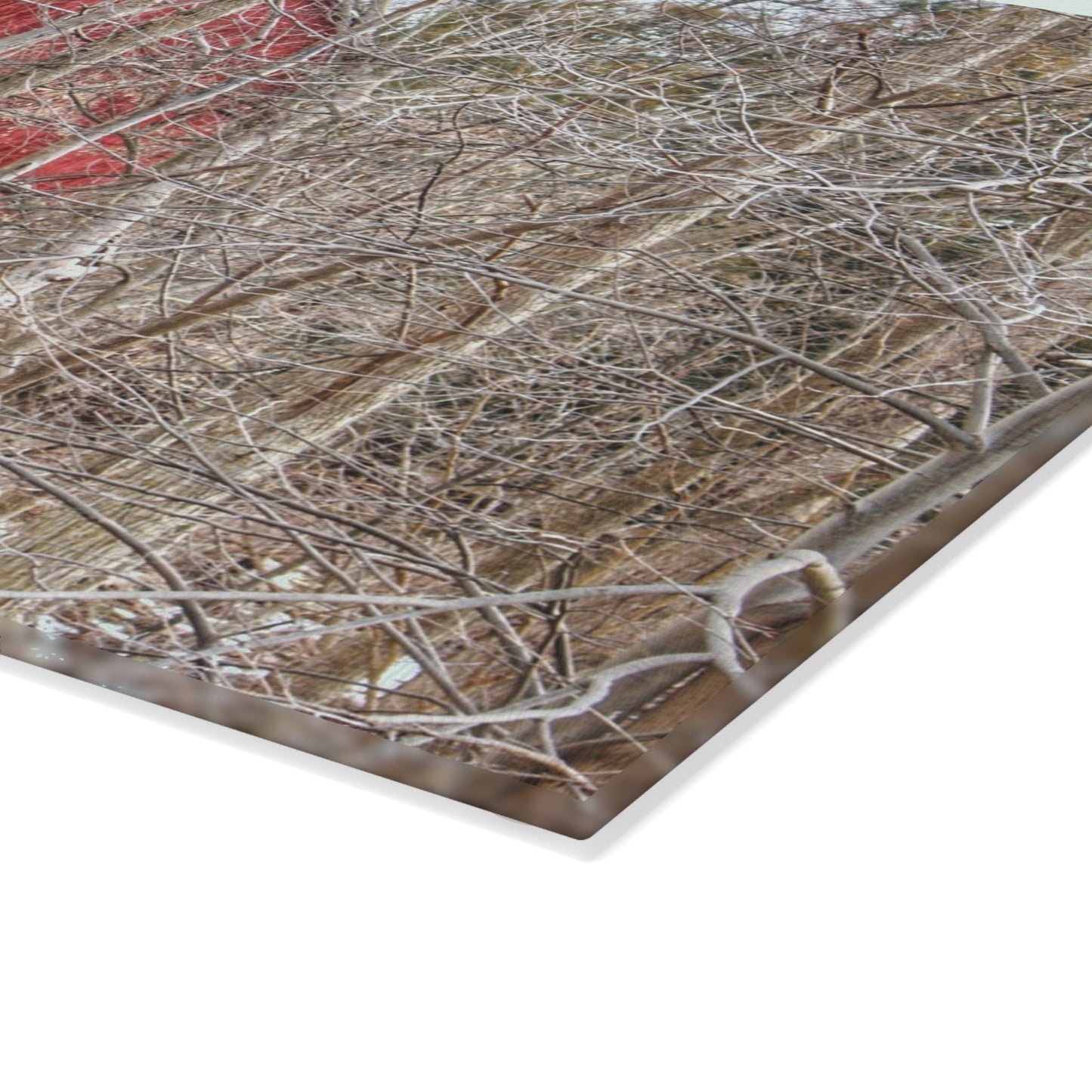 U R There Photography Lake Pleasant Hidden Red Rustic Farmhouse Tempered-Glass Cutting Board