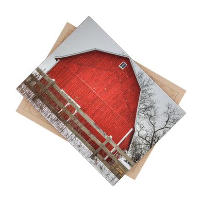 U R There Photography Big Red Beyond the Fence Rustic Farmhouse Decorative Ceramic Tile