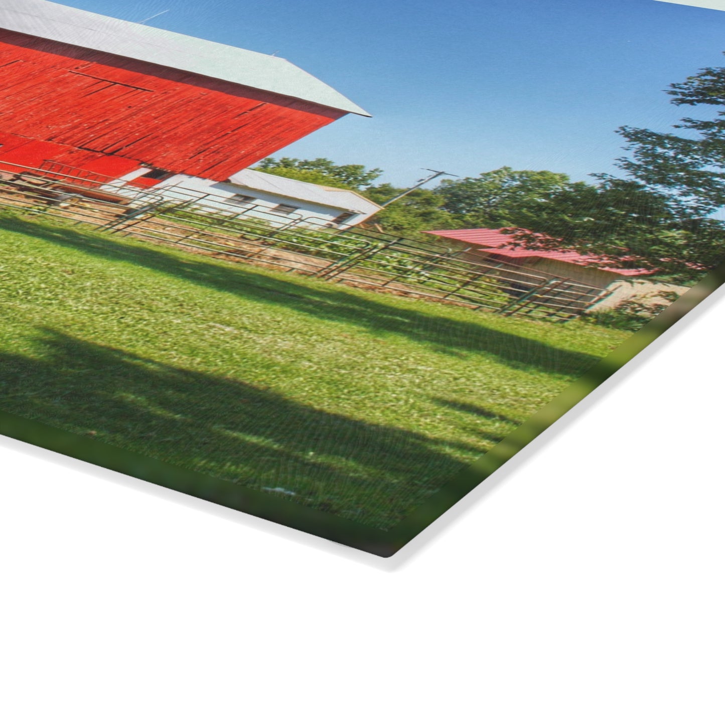 U R There Photography Harris Road Red Rustic Farmhouse Tempered-Glass Cutting Board