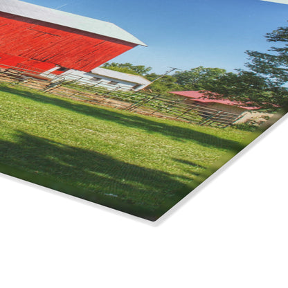 U R There Photography Harris Road Red Rustic Farmhouse Tempered-Glass Cutting Board