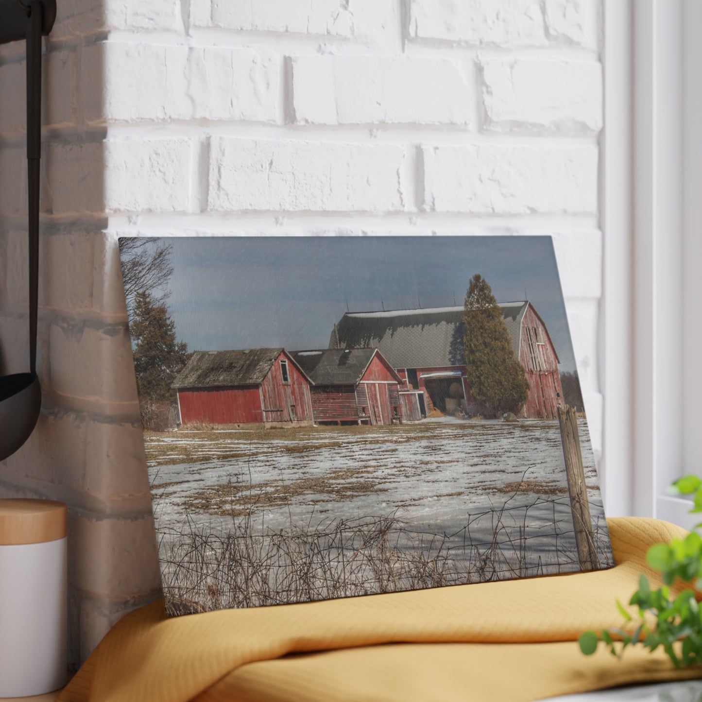 U R There Photography Wilder Road Reds Rustic Farmhouse Tempered-Glass Cutting Board