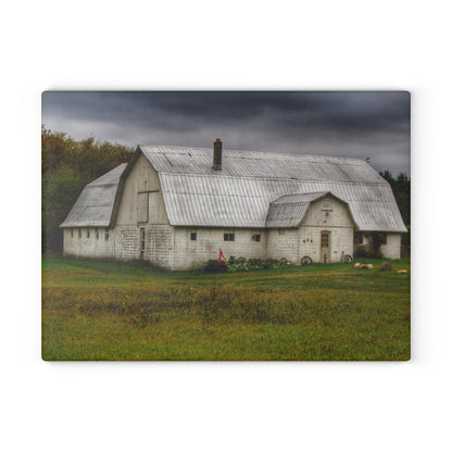 U R There Photography Milliman Road White Rustic Farmhouse Tempered-Glass Cutting Board