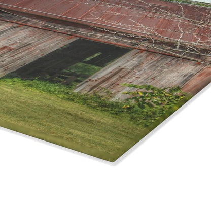 U R There Photography Columbiaville Roadside Grey and Rusted Rustic Farmhouse Tempered-Glass Cutting Board
