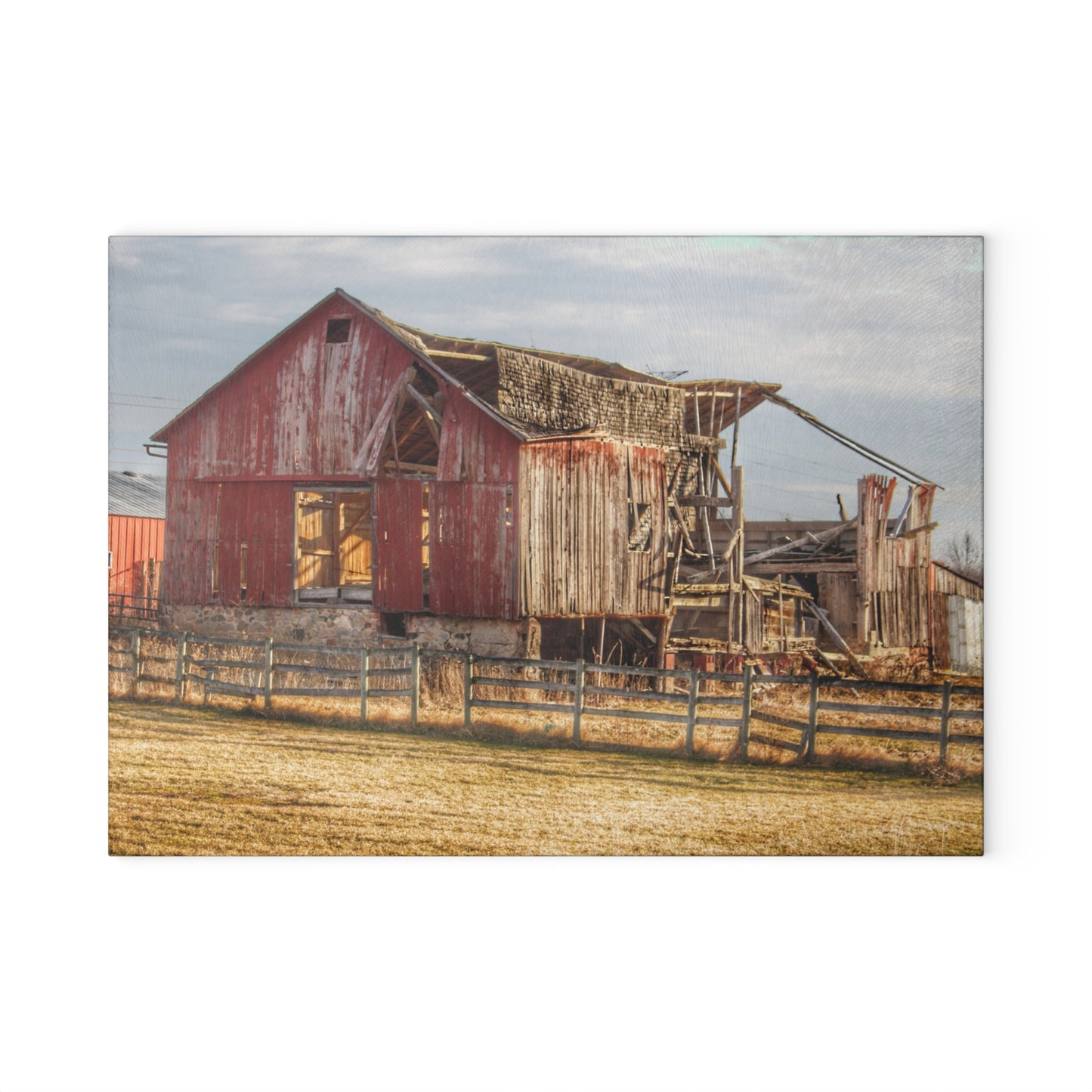 U R There Photography Irish Road Old Red I Rustic Farmhouse Tempered-Glass Cutting Board 8"x 11"