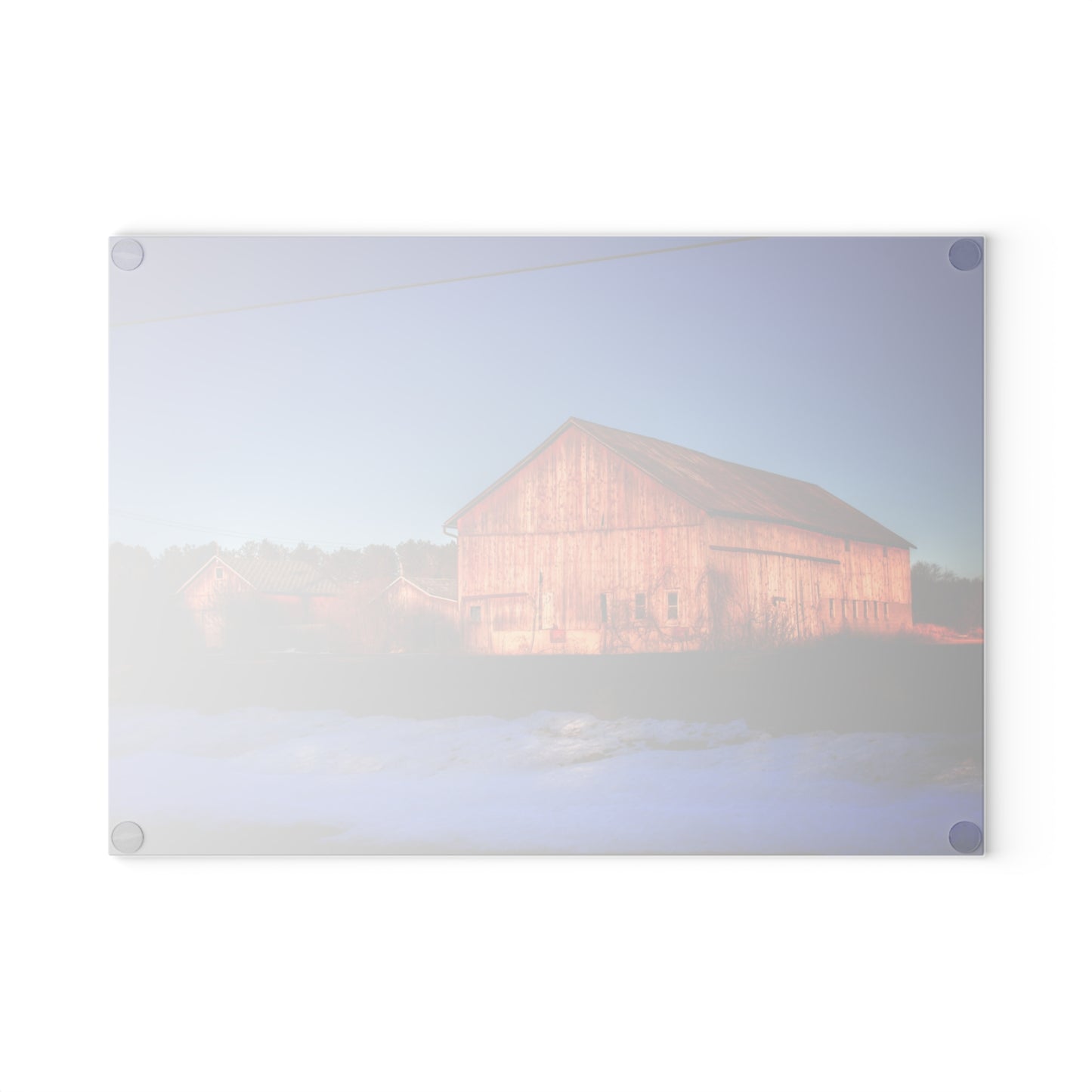 U R There Photography M-15 Reds in Winter Rustic Farmhouse Tempered-Glass Cutting Board