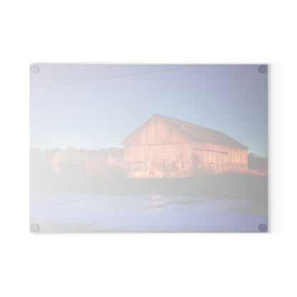 U R There Photography M-15 Reds in Winter Rustic Farmhouse Tempered-Glass Cutting Board