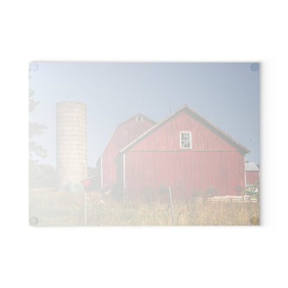 U R There Photography Shoemaker Road Reds Rustic Farmhouse Tempered-Glass Cutting Board