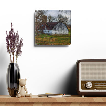 Rustic Farmhouse Wall Clock featuring Otter Lake Road White