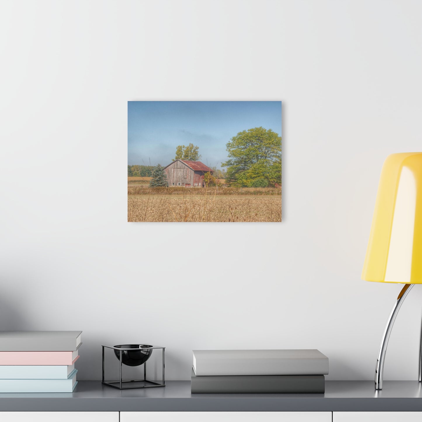 U R There Photography Brown City Wellman Line Road Little Red Rustic Farmhouse Acrylic Wall Print