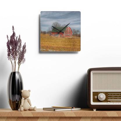 U R There Photography Clark Road Hillside Red I Rustic Farmhouse Wall Clock