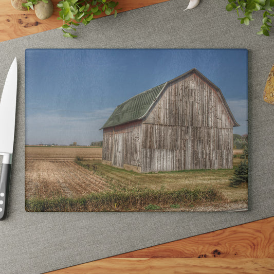 U R There Photography Vassar Road Grey Rustic Farmhouse Tempered-Glass Cutting Board