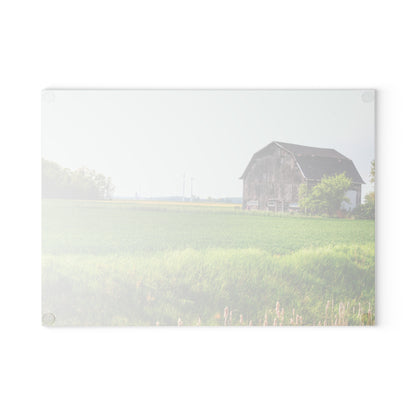 U R There Photography North Graf Road Old Grey Rustic Farmhouse Tempered-Glass Cutting Board