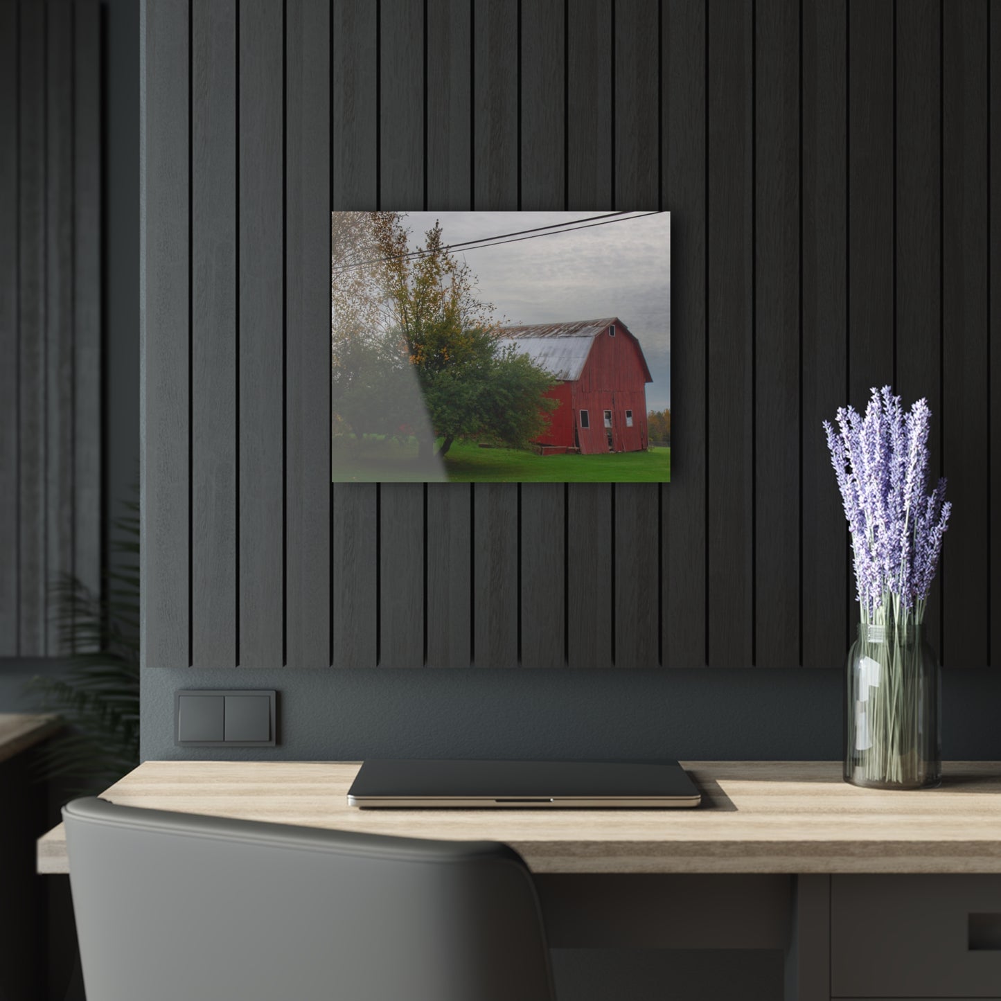 U R There Photography Perry Road Tilted Red Rustic Farmhouse Acrylic Wall Print