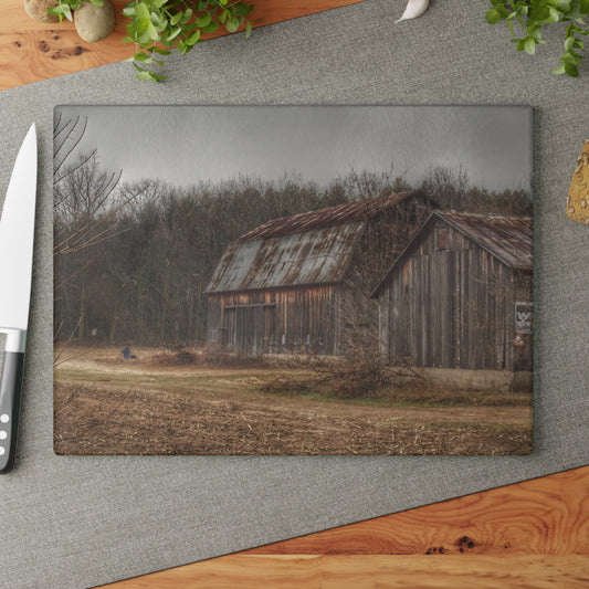 U R There Photography Arbela Road Greys Rustic Farmhouse Tempered-Glass Cutting Board