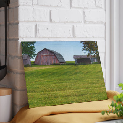U R There Photography Cass City Elmwood Road Greys Rustic Farmhouse Tempered-Glass Cutting Board