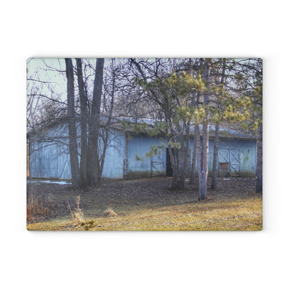 U R There Photography Hickory Lane Grey Rustic Farmhouse Tempered-Glass Cutting Board