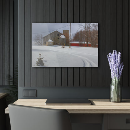 U R There Photography Hilltop Grey and Silo Rustic Farmhouse Acrylic Wall Print