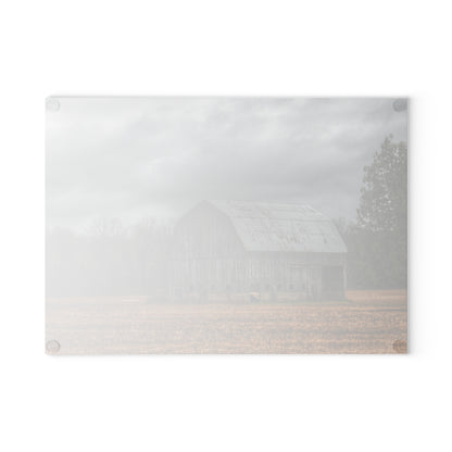 U R There Photography Grey Barn and Tree Rustic Farmhouse Tempered-Glass Cutting Board