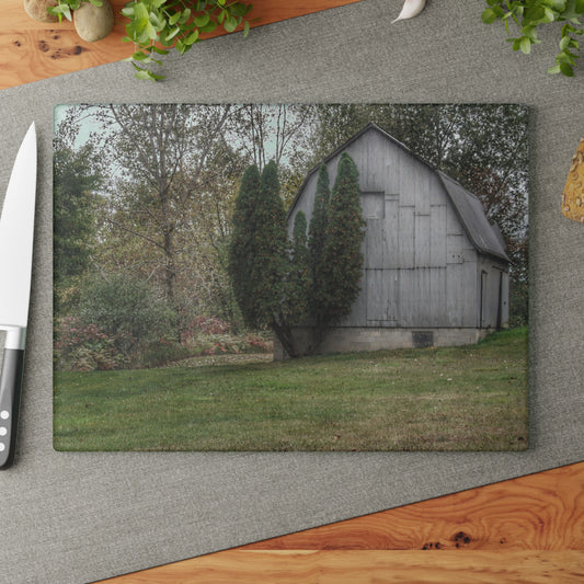 U R There Photography Milliman Road Grey Rustic Farmhouse Tempered-Glass Cutting Board