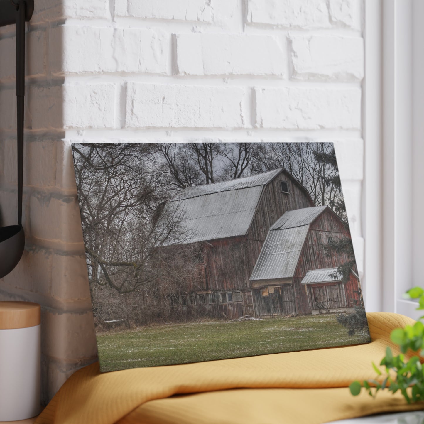 U R There Photography Hennessey Road Grey Rustic Farmhouse Tempered-Glass Cutting Board