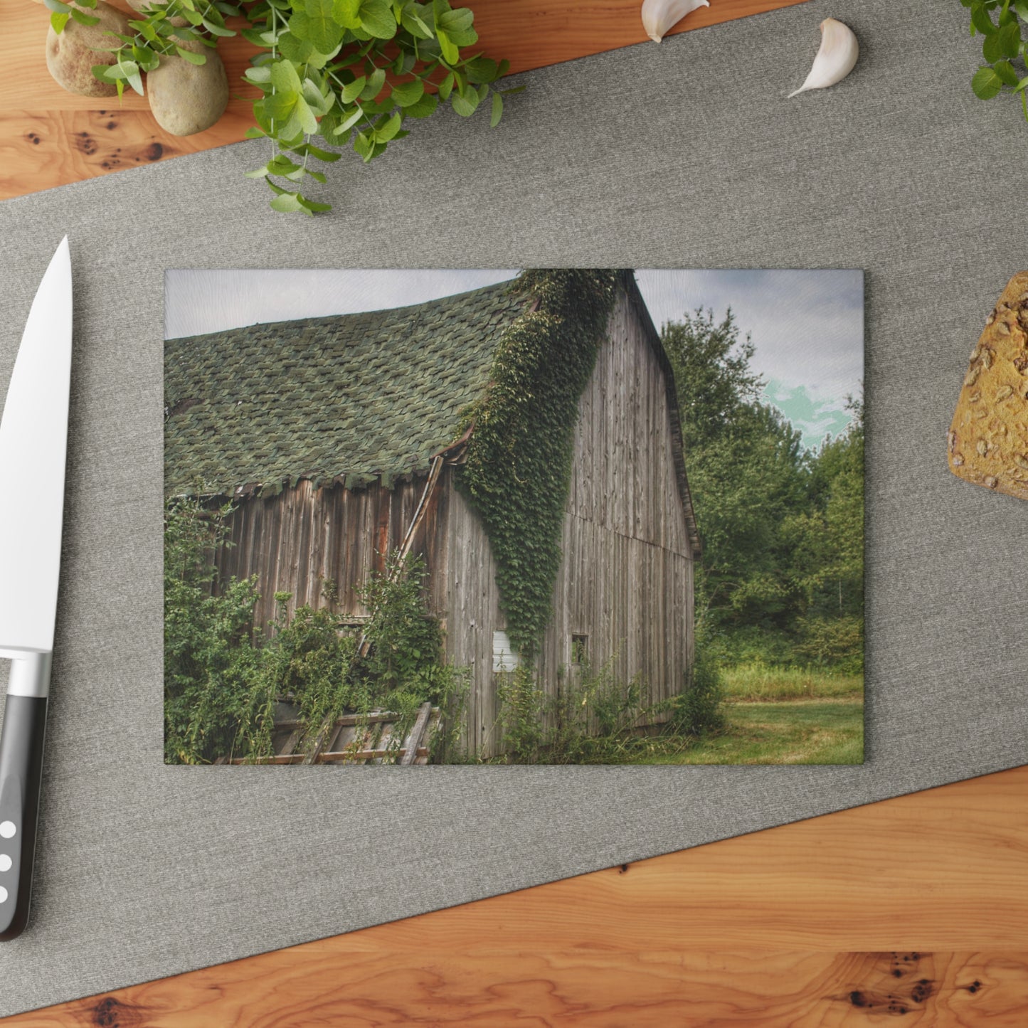 U R There Photography Chambers Grey Rustic Farmhouse Tempered-Glass Cutting Board
