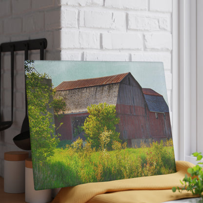 U R There Photography Leslie Road Red II Rustic Farmhouse Tempered-Glass Cutting Board