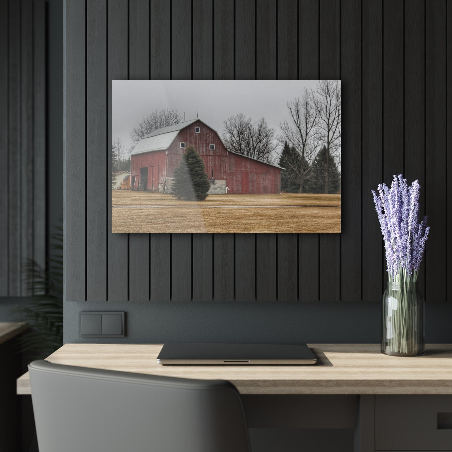 U R There Photography Daley Road Red I Rustic Farmhouse Acrylic Wall Print