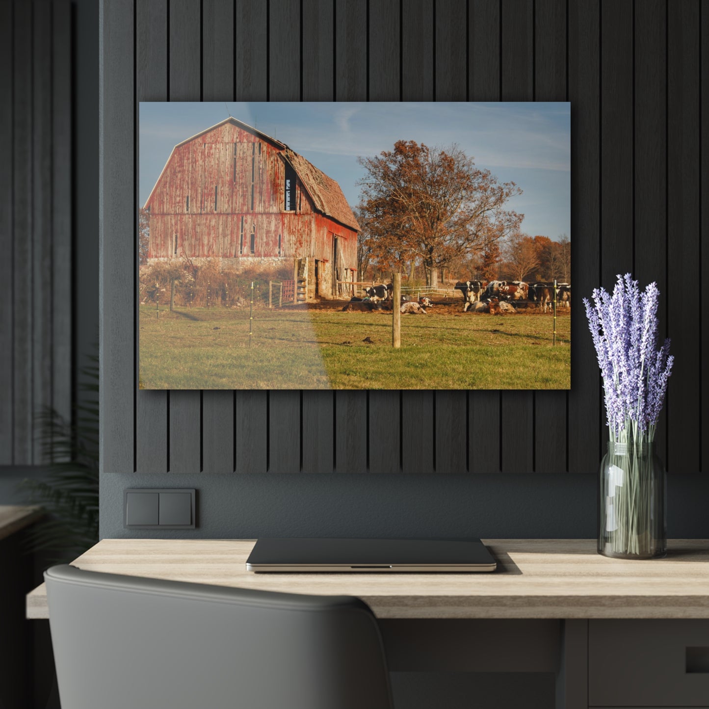 U R There Photography Marathon Road Red Rustic Farmhouse Acrylic Wall Print