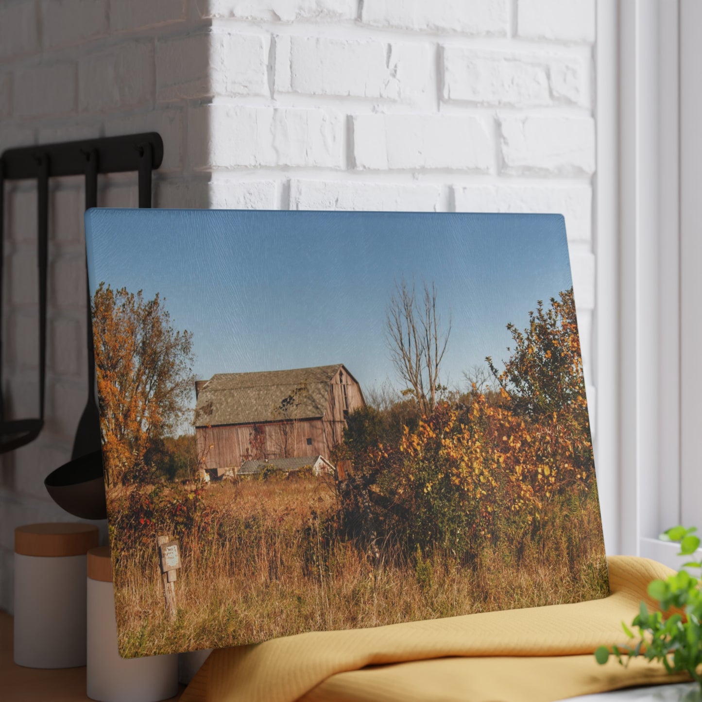 U R There Photography Clothier Road Red I Rustic Farmhouse Tempered-Glass Cutting Board
