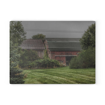 U R There Photography Bowers Road Grey Duo II Rustic Farmhouse Tempered-Glass Cutting Board