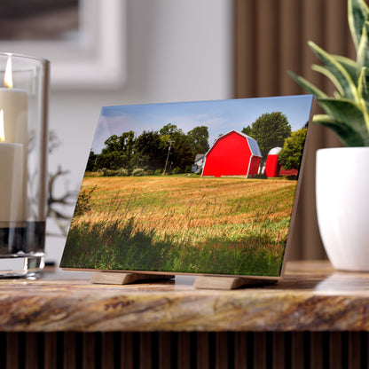 U R There Photography Bristol Road Red and Silo Rustic Farmhouse Decorative Ceramic Tile 6" × 8" Glossy