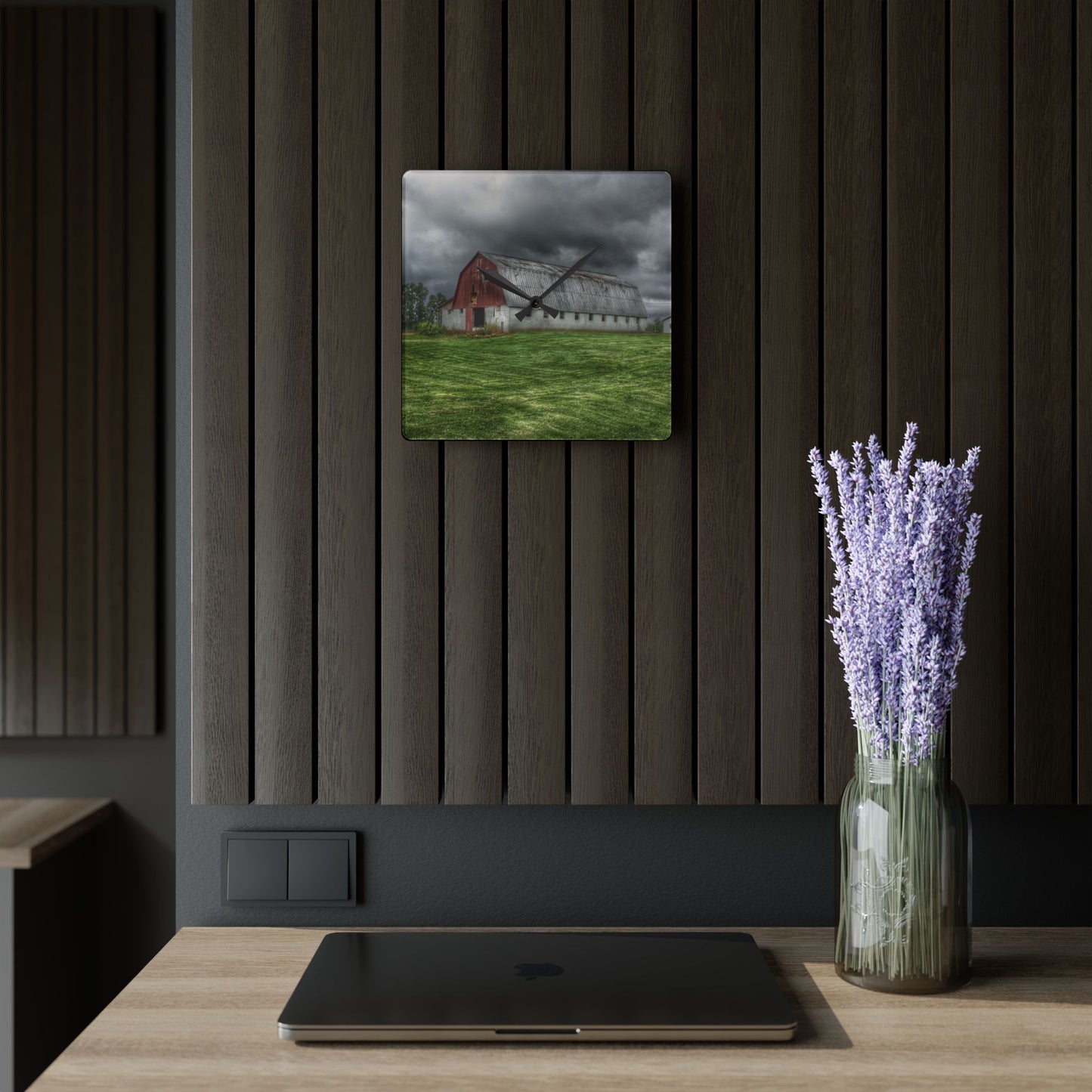 U R There Photography Peters Red Appaloosa I Rustic Farmhouse Acrylic Analog Wall Clock